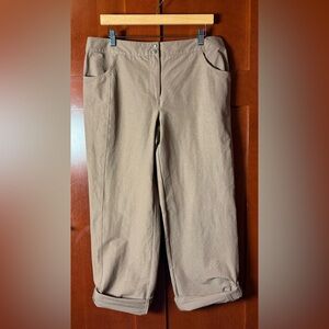 Sahalie Y2K Light Brown Wide Leg Cropped Pants With Roll Tab Cuffs Size 12